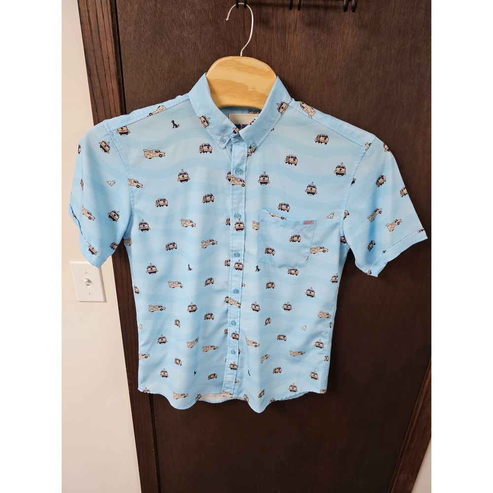 RSVLTS Dumb and Dumber Mutt Cutts Kunuflex Short Sleeve Shirt Mens Large Blue